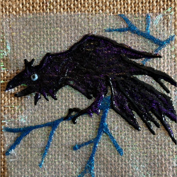 🐦‍⬛🎃Hand painted crow on branch greetings card. - Picture 4 of 4